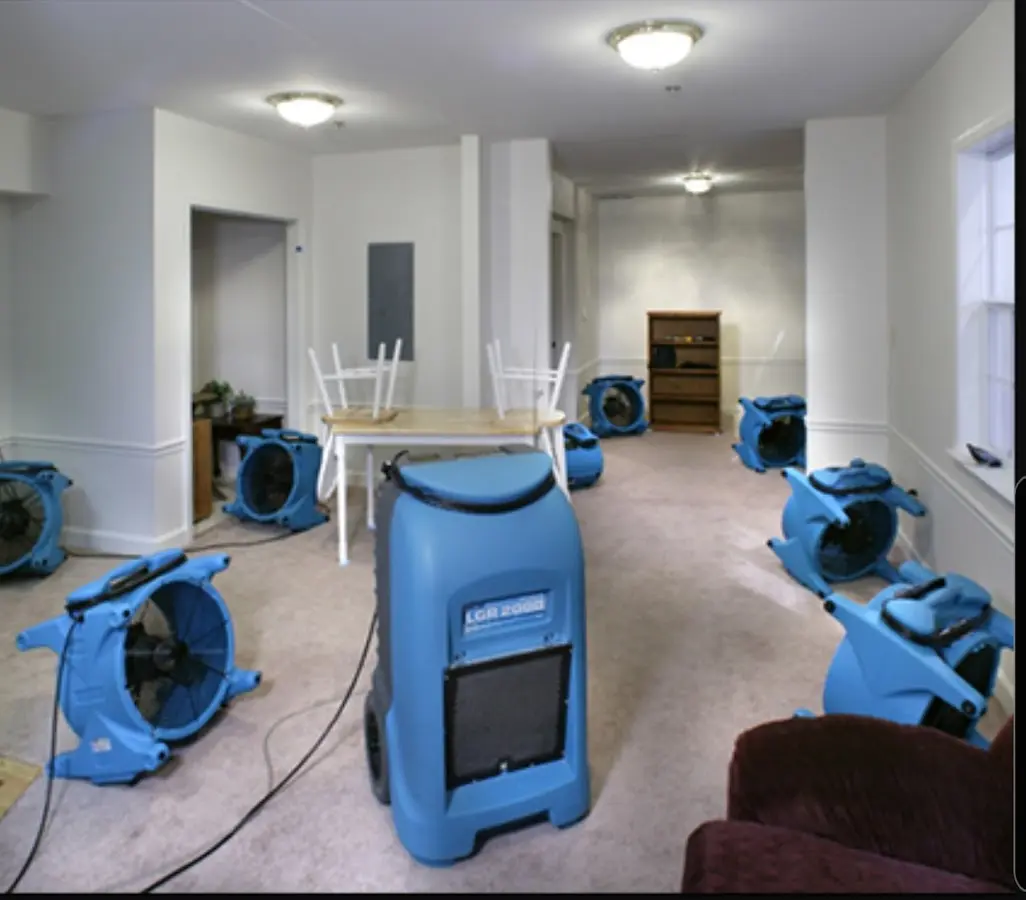 Air movers and dehumidifier setup for Water Extraction & Removal in Westminster